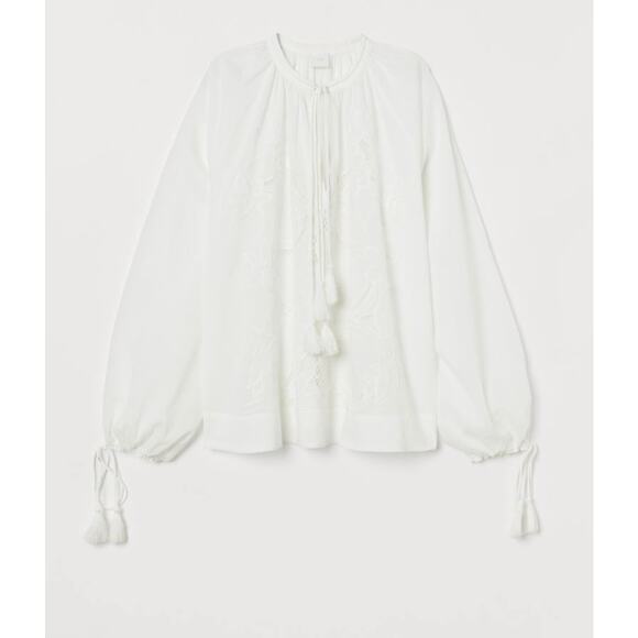 H&M Boho White Tunic Blouse Top NEW 8 - Picture 8 of 8